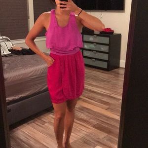 Aryn K Magenta and Purple dress